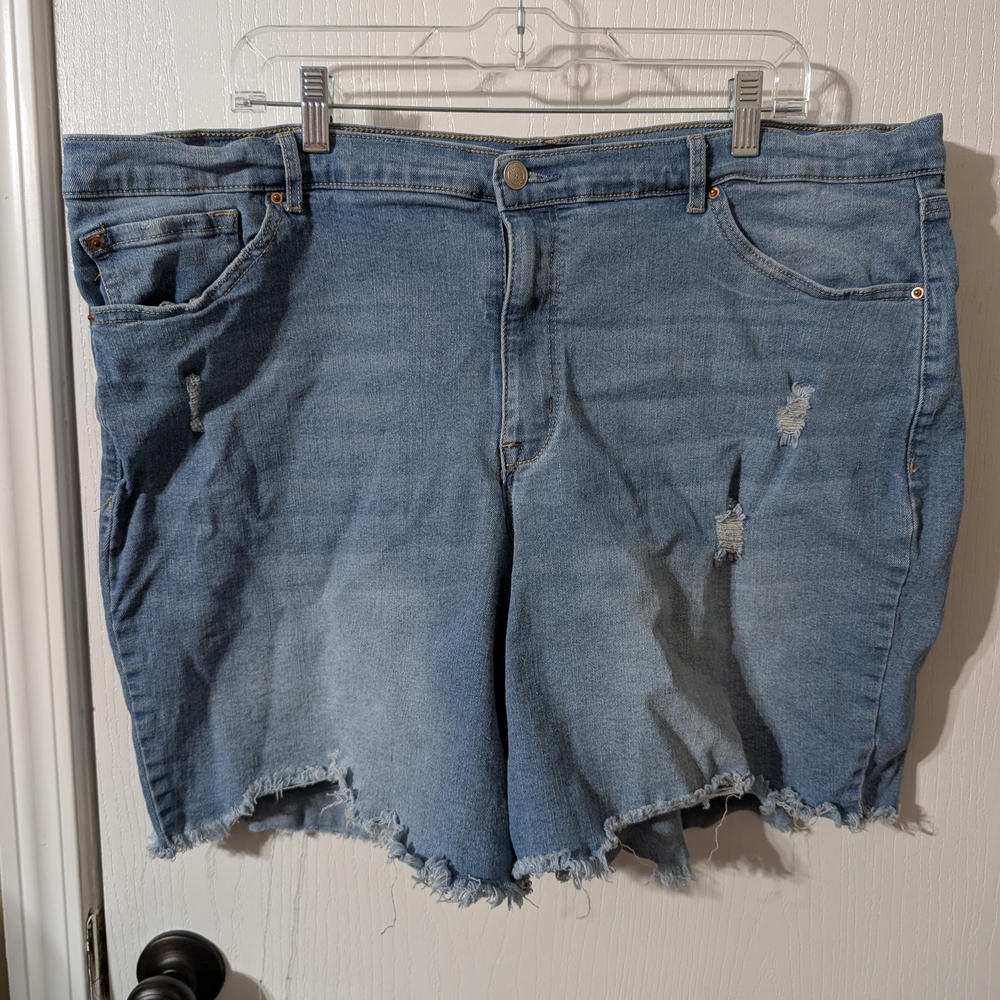Nanette Lepore Blue Jean Shorts Distressed Raw-Cut